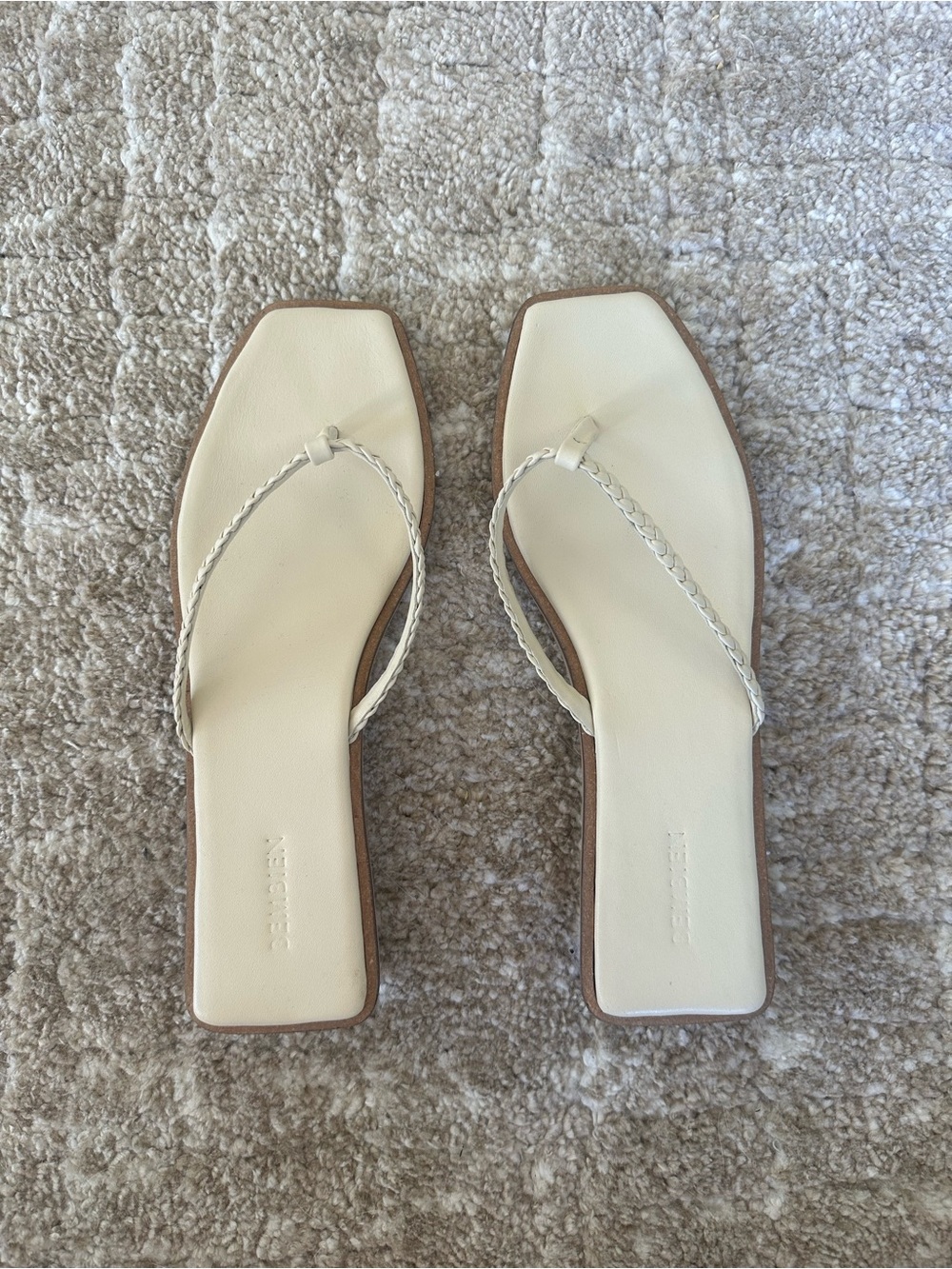 Bembien Braided Square-Toe Cream Sandals
